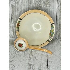 Vintage Noritake Lusterware Porcelain Footed Bowl & Spoon